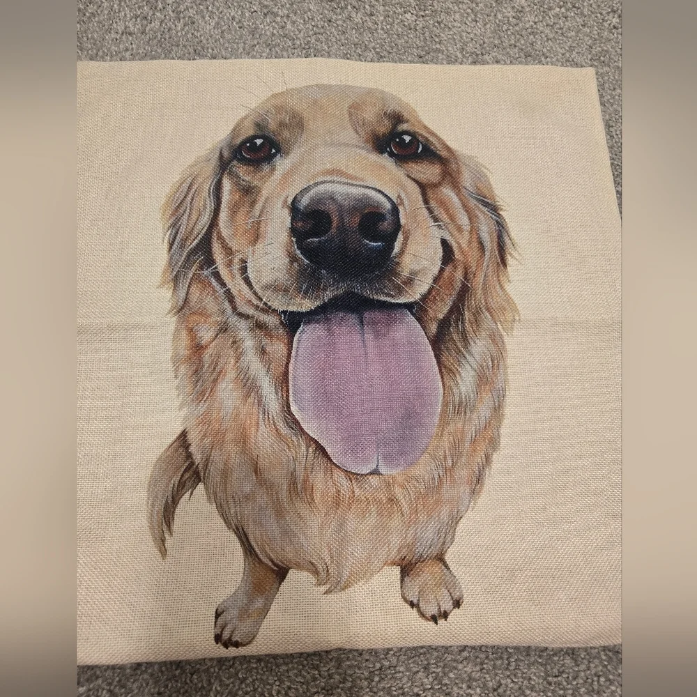 Golden Retriever Accent Throw Pillow Cover Zipper Closure Home Decor
